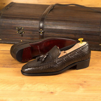 Handamde Brown Ostrich Loafer tusle Leather Shoes, Men Leather shoes - Thumbnail 1