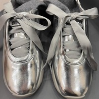 Fashion Ballet Style Silver Shoes - Thumbnail 4