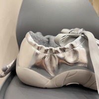 Fashion Ballet Style Silver Shoes - Thumbnail 6