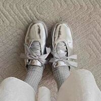 Fashion Ballet Style Silver Shoes - Thumbnail 1