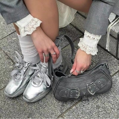 Fashion ballet style silver shoes
