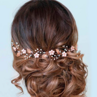 Pink Flower Rhinestone Crystal Leaf Rose Gold Wedding Hair Tiara - Thumbnail 3