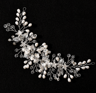 Silver Or Gold Tone Flower Rhinestone Crystal Leaf Wedding Hair Tiara Accessory