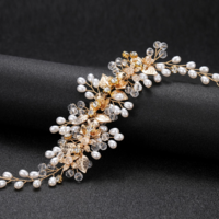 Silver Or Gold Tone Flower Rhinestone Crystal Leaf Wedding Hair Tiara Accessory - Thumbnail 1