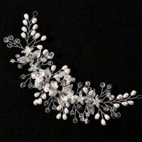 Silver Or Gold Tone Flower Rhinestone Crystal Leaf Wedding Hair Tiara Accessory - Thumbnail 3