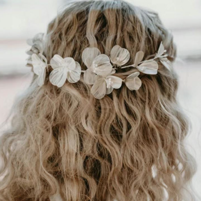 Rose gold or silver or gold tone wedding headpiece flower wedding hair tiara accessory - Thumbnail 1