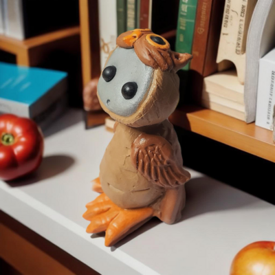 Resin robot in an owl costume figure