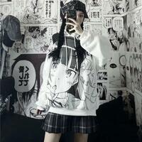 Harajuku style manga printed hoodie - Thumbnail 2