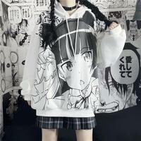 Harajuku style manga printed hoodie - Thumbnail 1