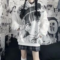 Harajuku style manga printed hoodie - Thumbnail 3