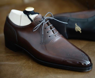 Handmade Men's Brown Color Leather Shoes, Men's Oxford Lace Up Brogue Shoes
