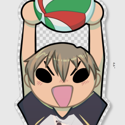 Akinori konoha large die cut sticker 6 clear background