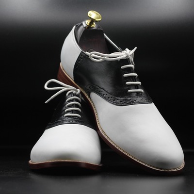 Men's two tone leather lace up handmade fashion office shoes - Thumbnail 2