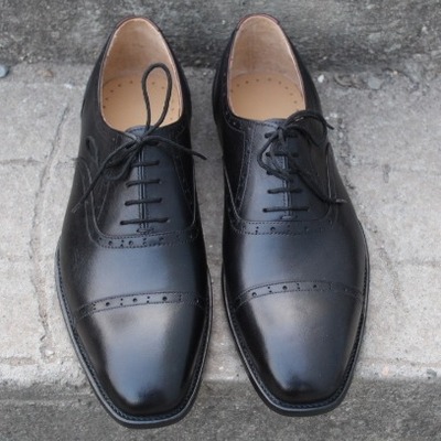 Men black calf leather oxford formal dress classic lace up shoes