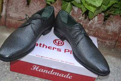 Handmade Men Stingray Oxford Lace up Dress Shoes