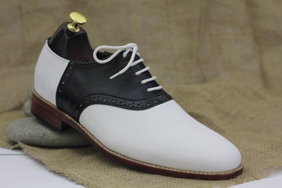 Men's Two Tone Leather Lace Up Handmade Fashion Office Shoes