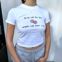DEVILS ROLL THE DICE ANGELS ROLL THE EYES BABY TEE - Thumbnail 1
