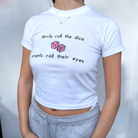 DEVILS ROLL THE DICE ANGELS ROLL THE EYES BABY TEE - Thumbnail 2