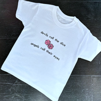 DEVILS ROLL THE DICE ANGELS ROLL THE EYES BABY TEE - Thumbnail 3