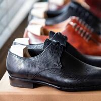 COW LEATHER HANDMADE BLACK CHUKKA SHOES  - Thumbnail 1