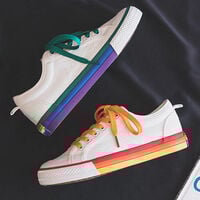 Rainbow Stripe Canvas Sneakers For Women - Thumbnail 1