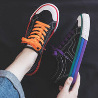 Rainbow Stripe Canvas Sneakers For Women - Thumbnail 2