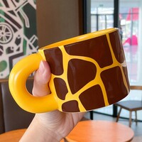 Creative Thick Handle Ceramic Milk Mug With Cat Ears Silicone Lid  - Thumbnail 3