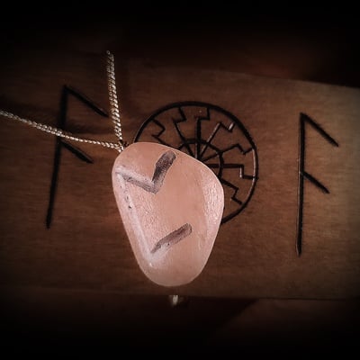 Vril rose quartz necklace in pyrographed wooden box (unique and handmade)
