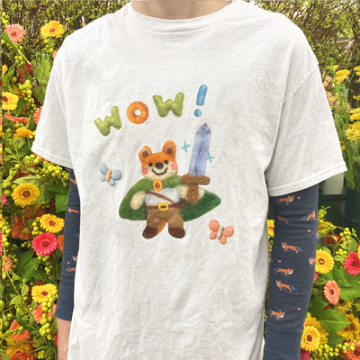 Wow! needle felt fox print t-shirt