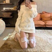 Cute bow stockings lace white lace over-the-knee stockings - Thumbnail 4