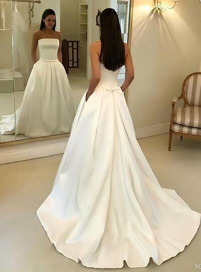 Mermaid Strapless Ivory Stain Wedding Dresses