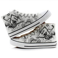 Starry astronaut hand drawn high top graffiti couple shoes casual shoes - Thumbnail 5