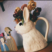 Ceramic Cute Rabbit Sculpture  Easter  Decor   - Thumbnail 3