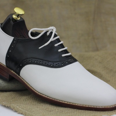 Men's two tone leather lace up handmade fashion office shoes