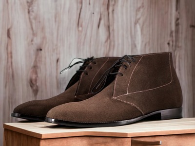 Handmade Chocolate Suede Lace Up Men's Derby Boots