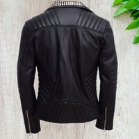 Black Silver Studded Leather Jacket for mens - Thumbnail 1
