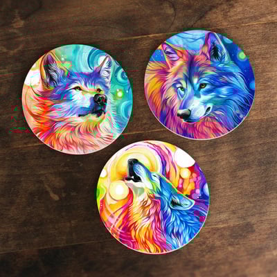Drink coaster set - wolves