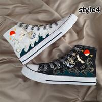 Graffiti Versatile Crane Wave High Top Canvas Shoes - Thumbnail 4