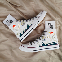 Graffiti Versatile Crane Wave High Top Canvas Shoes - Thumbnail 7