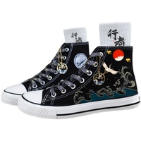 Graffiti Versatile Crane Wave High Top Canvas Shoes - Thumbnail 9
