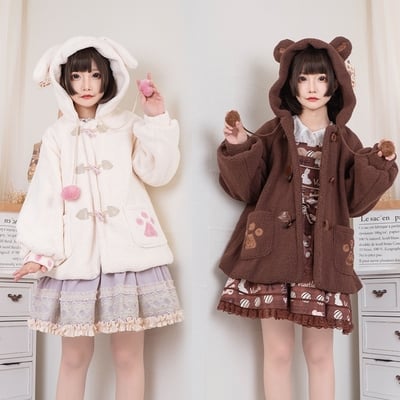 Original cute bear/rabbit plush jacket - Thumbnail 3