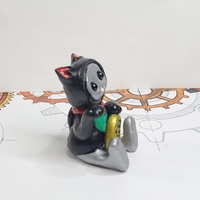 Maneki Neko Robot (Black) Resin Art Toy Figure Kawaii Desk Friend Gift - Thumbnail 1