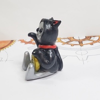 Maneki Neko Robot (Black) Resin Art Toy Figure Kawaii Desk Friend Gift - Thumbnail 2