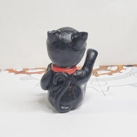 Maneki Neko Robot (Black) Resin Art Toy Figure Kawaii Desk Friend Gift - Thumbnail 3