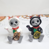 Maneki Neko Robot (Black) Resin Art Toy Figure Kawaii Desk Friend Gift - Thumbnail 5