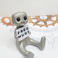Free Hugs Robot Figurine Resin Art Toy Kawaii Desk Decor - Thumbnail 3