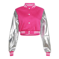 New fashion embroidered patchwork slim jacket baseball jacket - Thumbnail 5