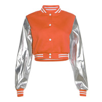 New fashion embroidered patchwork slim jacket baseball jacket - Thumbnail 6
