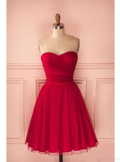 Simple Sweetheart Red Short Homecoming Dresses