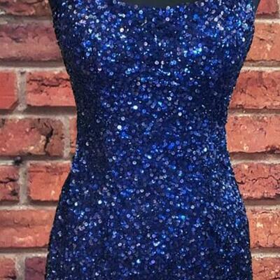 Sparkly sequin royal blue short homecoming dress